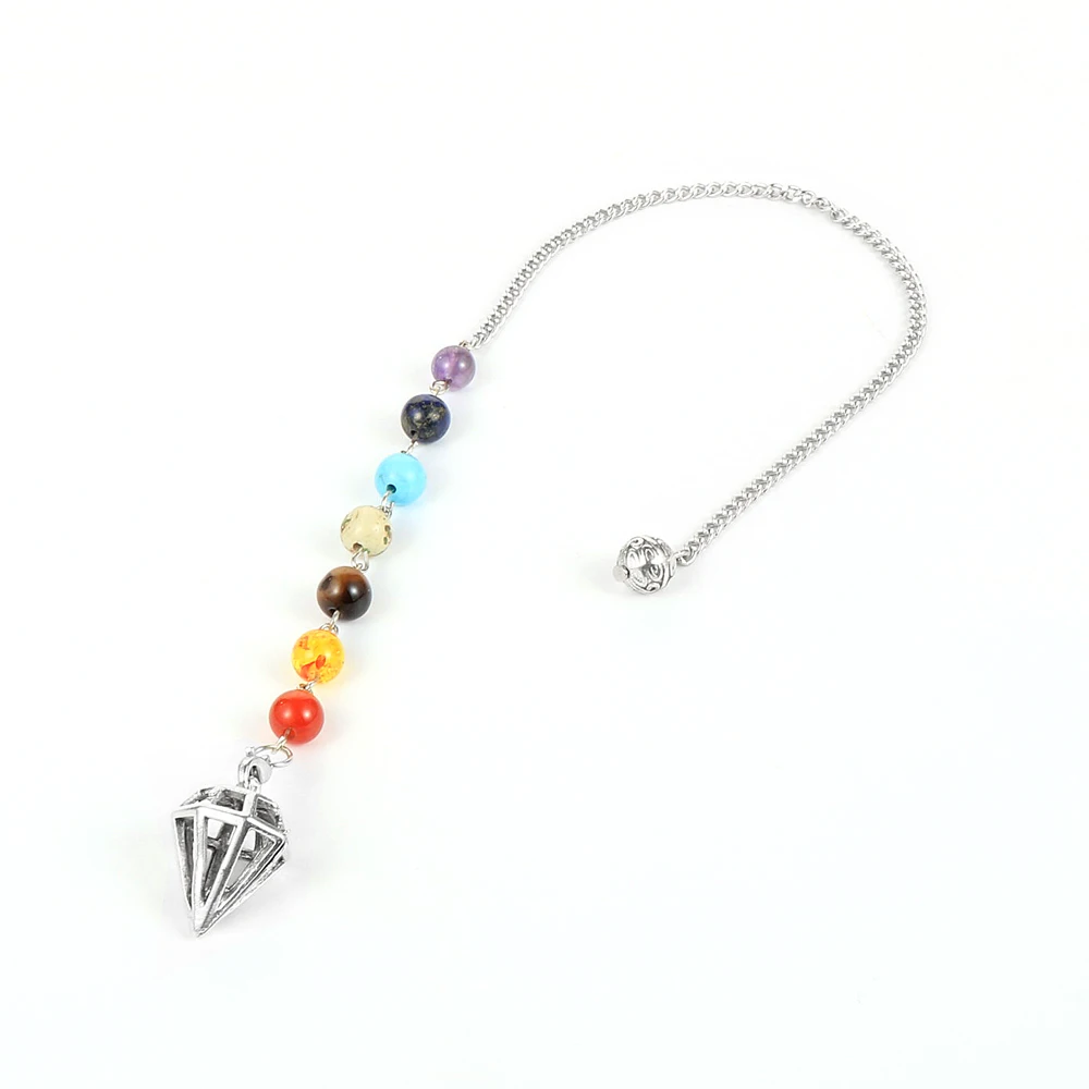 7 Chakra Healing Crystals Pendulum Pendant For Necklace Natural Stone Energy Generator Meditation Pendan For Women Reiki Jewelry
