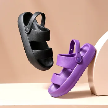 Smile Pop Summer Women Home Slippers With Snaps Outdoor Breathable Casual Sandals Women Non-slip Platform Beach Shoes Women 1