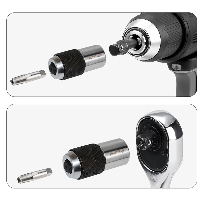 M3-M12 Screw Tap Socket 3/8” Square Drive Adjustable Jaws Extractor Tool Socket Adapter Taps Reamer Screw Extractor 3