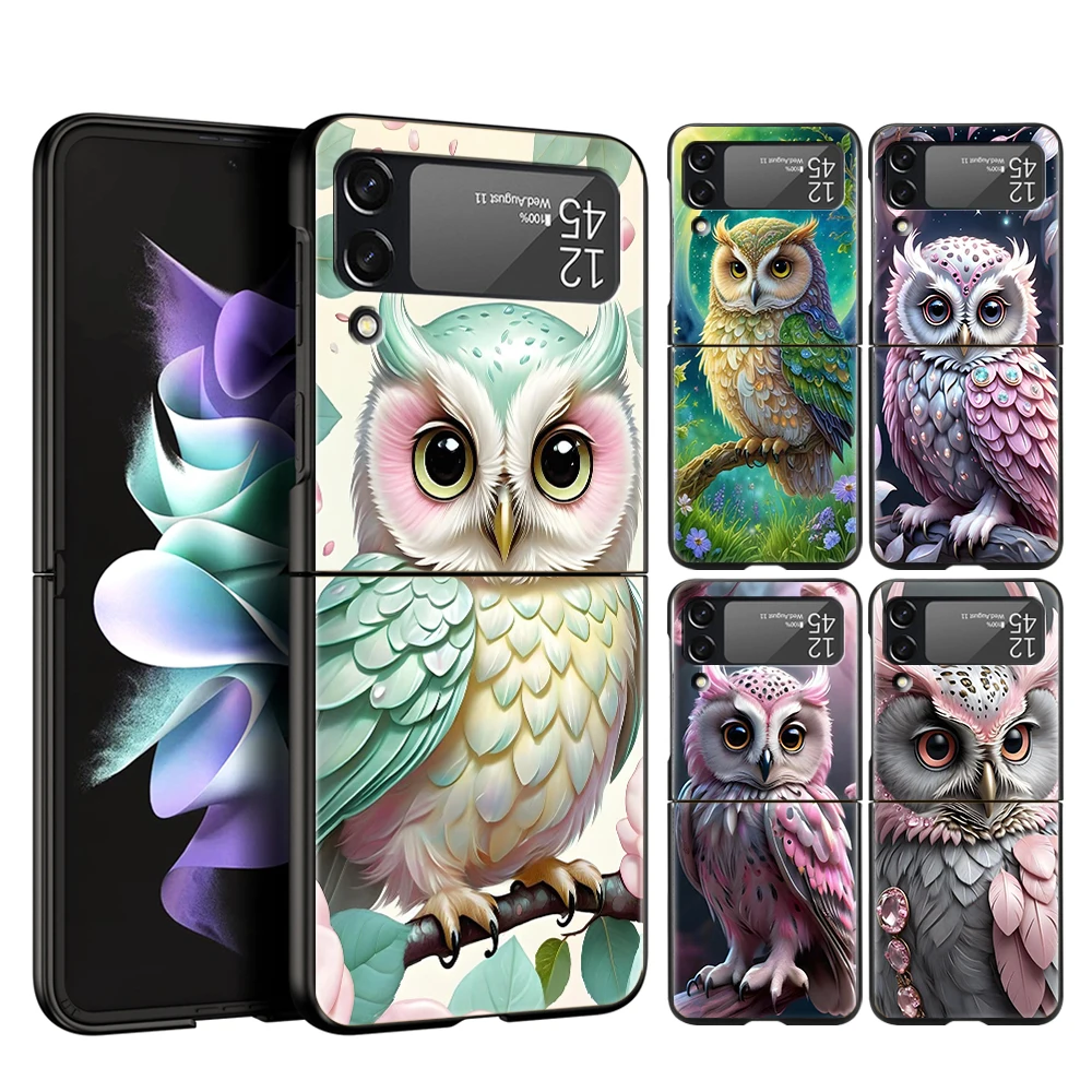 Charming Owl Design Hard PC Phone Case - Black Cover