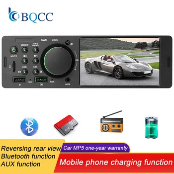 Radio para Auto BQCC 1 DIN de 4 Pulgadas con Botones, Luces de Colores, Bluetooth, Reproductor MP5 con Manos Libres, Carga USB, Control Remoto y Audio 1