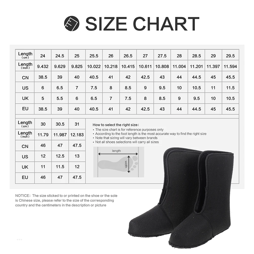 1 Pair Snow Boot Lining Insulated Shoe Liners Fleece Soft Thermal Boot Socks Outdoor Winter Inner Hiking Shoes New