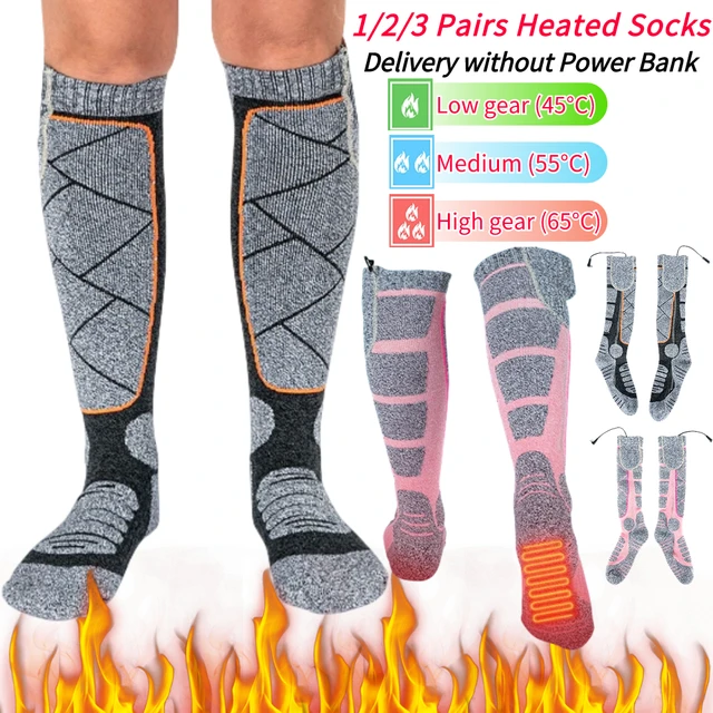 1/2/3 Pairs Heated Socks Winter Warm Snowmobile Skiing Heating Sock Outdoor  Sports Thermal Heated Foot Warmer Electric Stockings - AliExpress