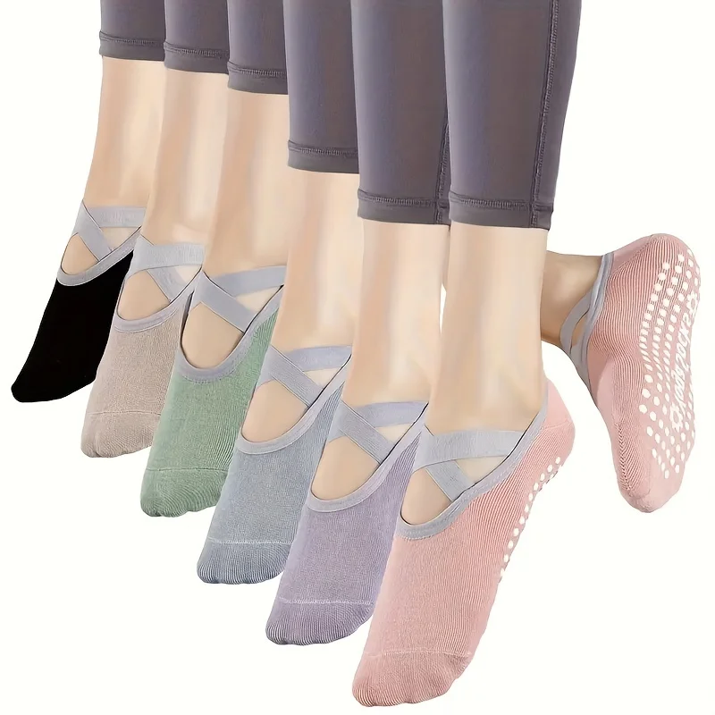 6 Pairs/set Yoga Cotton Socks Women's Short Boat Socks Pilates Floor Fitness Silicone Anti-Slip Dance Indoor pilates socks