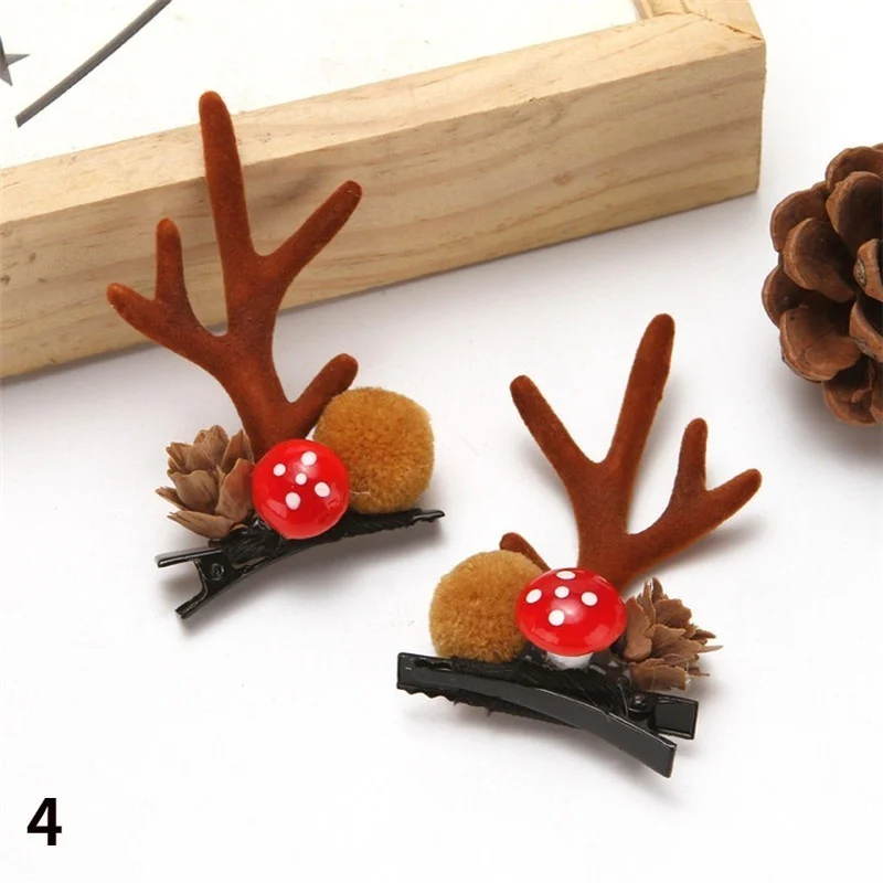 

Christmas Headdress Antler Children's Christmas Hair Card Hair Ball Duckbill Clip Cute Deer Bangs Clip Hair Accessorie