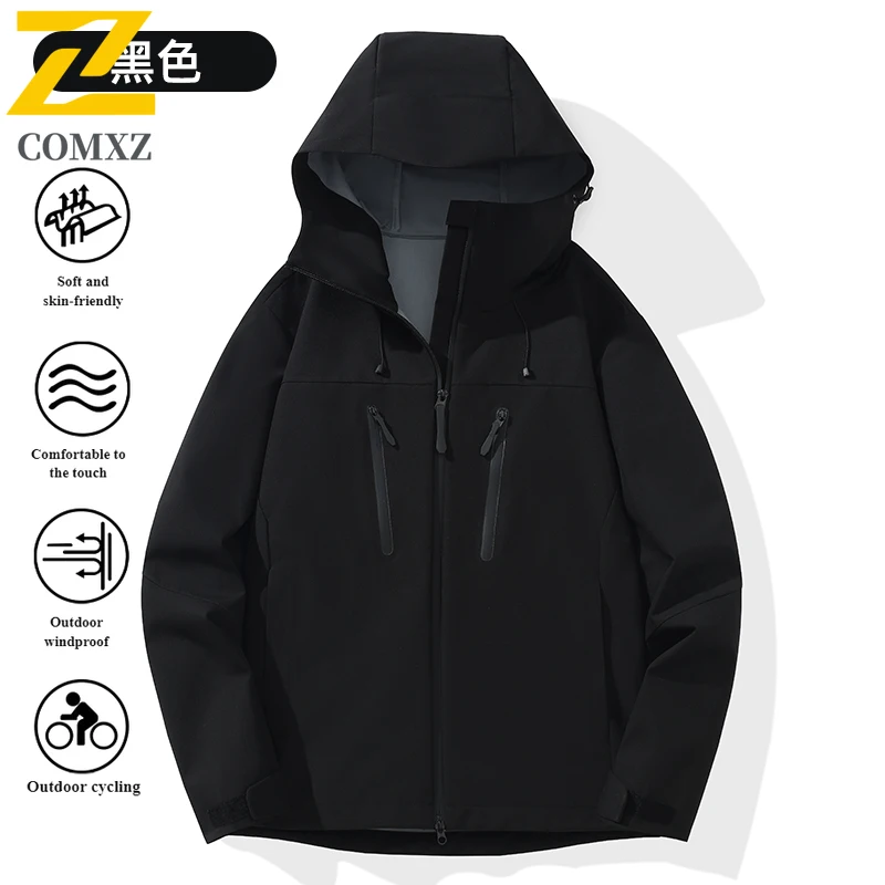 EiAO Jacket Lightweight Hardshell  Spring Waterproof Windproof Abrasion-Resistant Hooded Outdoor Coat for Hiking Camping Fishing