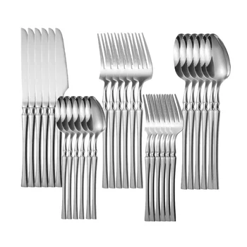 30/40/60pcs Set di posate in argento stoviglie in acciaio inossidabile coltello forchetta cucchiaino da caffè stoviglie posate per la cena lavabili in lavastoviglie 1