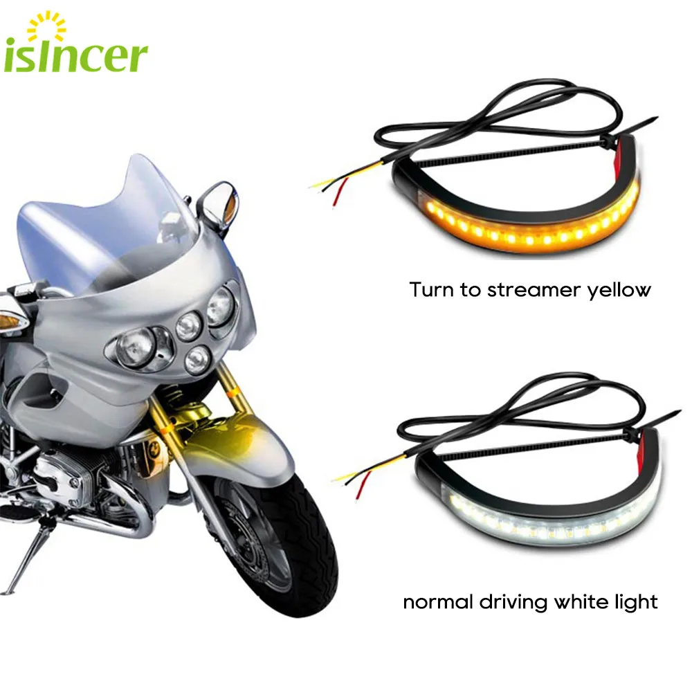 2pcs Universal Led Motorcycle Turn Signal Light Drl Amber White Moto