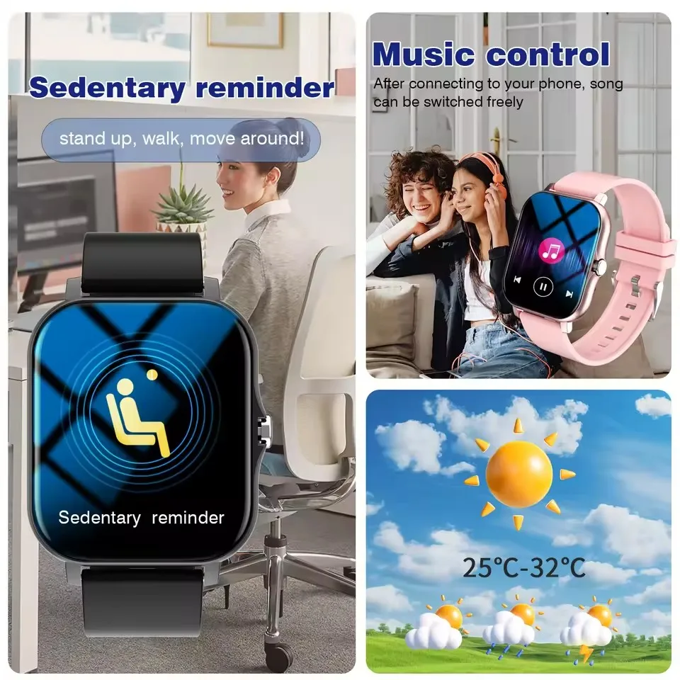 2025 New Sports Smart Watch 1.83''HD Screen Wireless Call Message Reminder Heart Rate Music Waterproof Smartwatch For Men Women 3