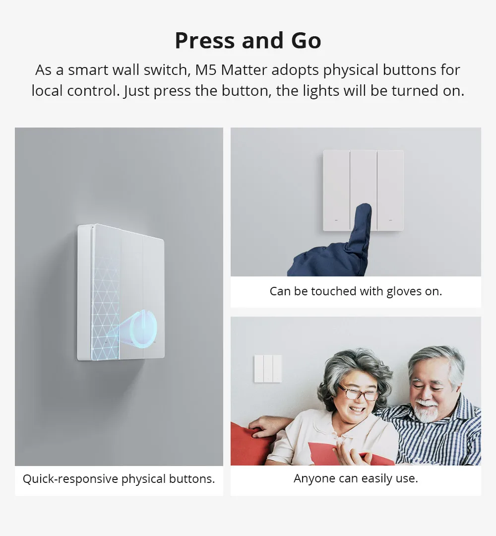 M5 Matter Smart Wall Switch Two-way ESP32 EWeLink-Remote Switchman Voice Control