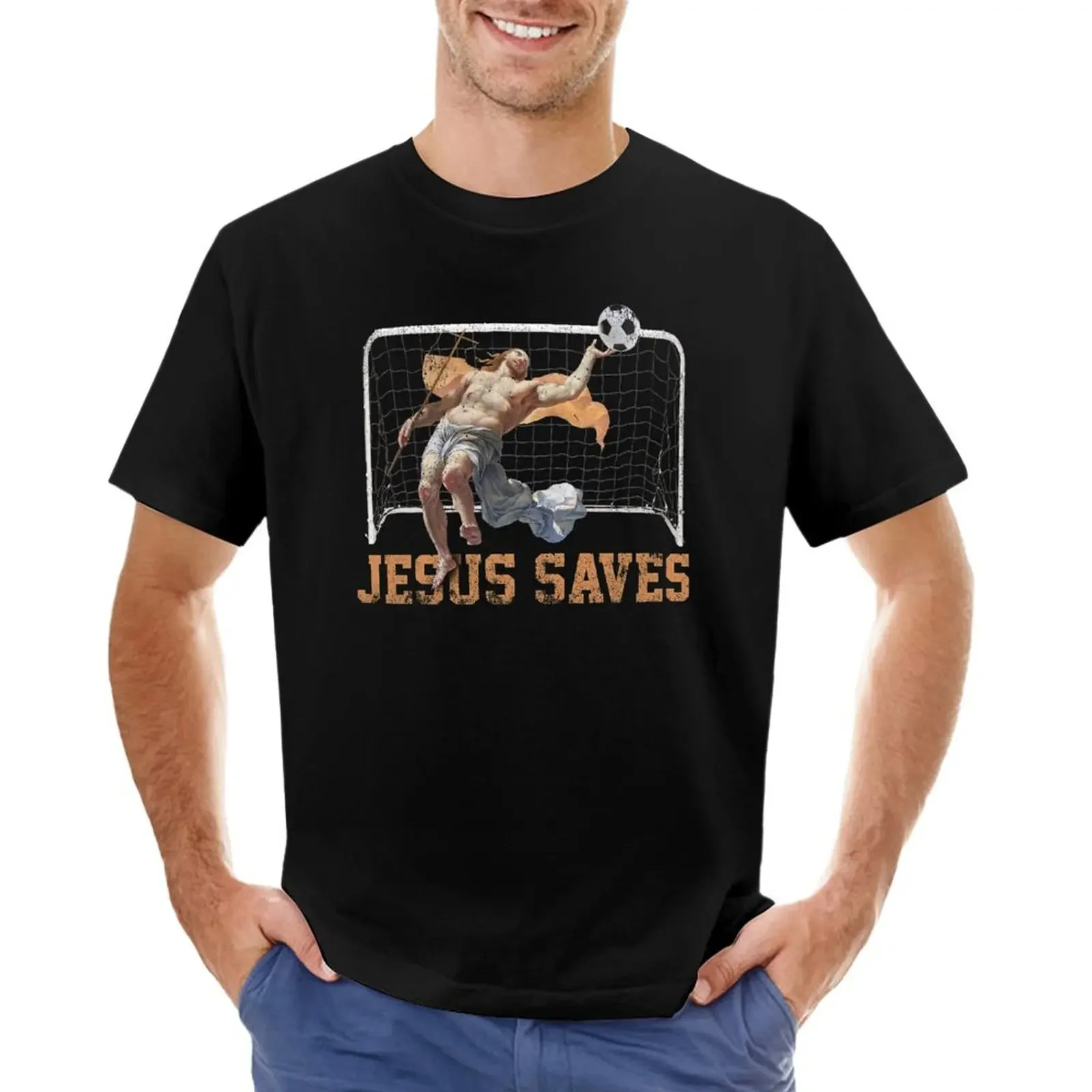

Jesus Saves T-shirt Short sleeve tee heavyweights quick drying men workout shirt