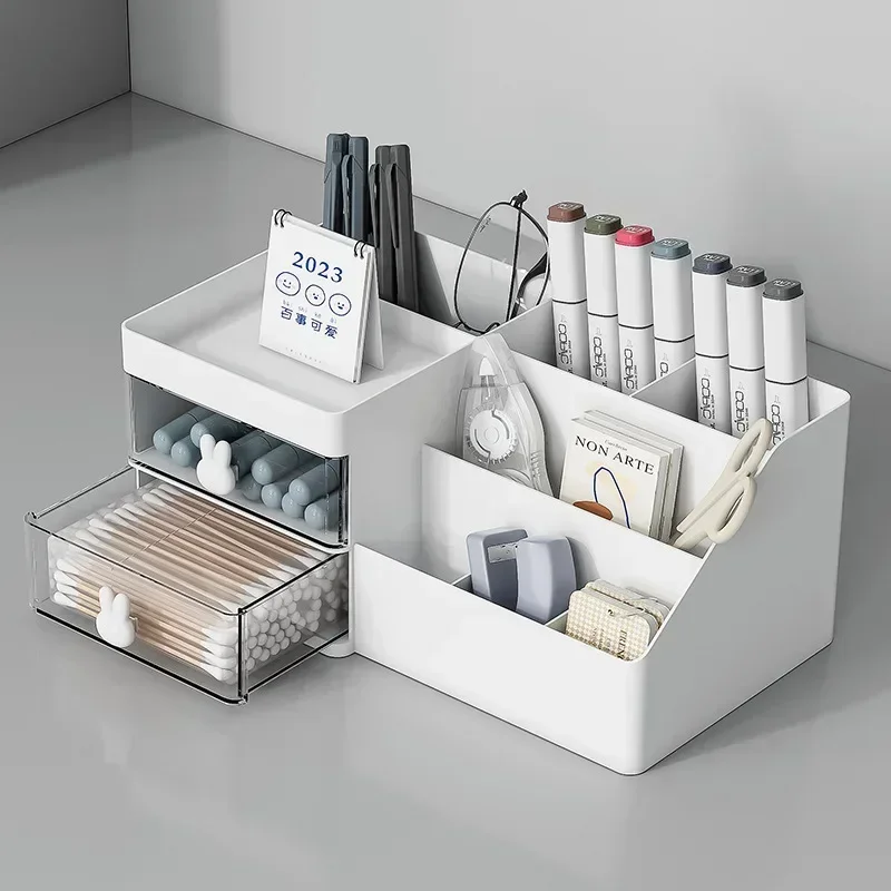 Large Capacity Cosmetic Storage Box Makeup Drawer Organizer Skincare Makeup Stationery Storage Box for Dressing Table Desktop 6