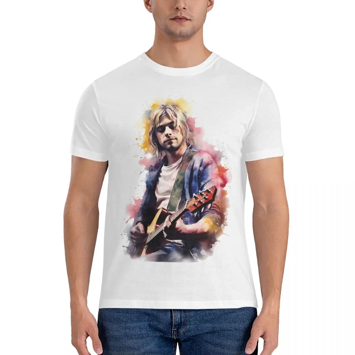 Rock Music T Shirt for Men Pure Cotton Novelty T-Shirts O Neck K-Kurt Cool Cobain Tees Short Sleeve Clothing 4XL 5XL