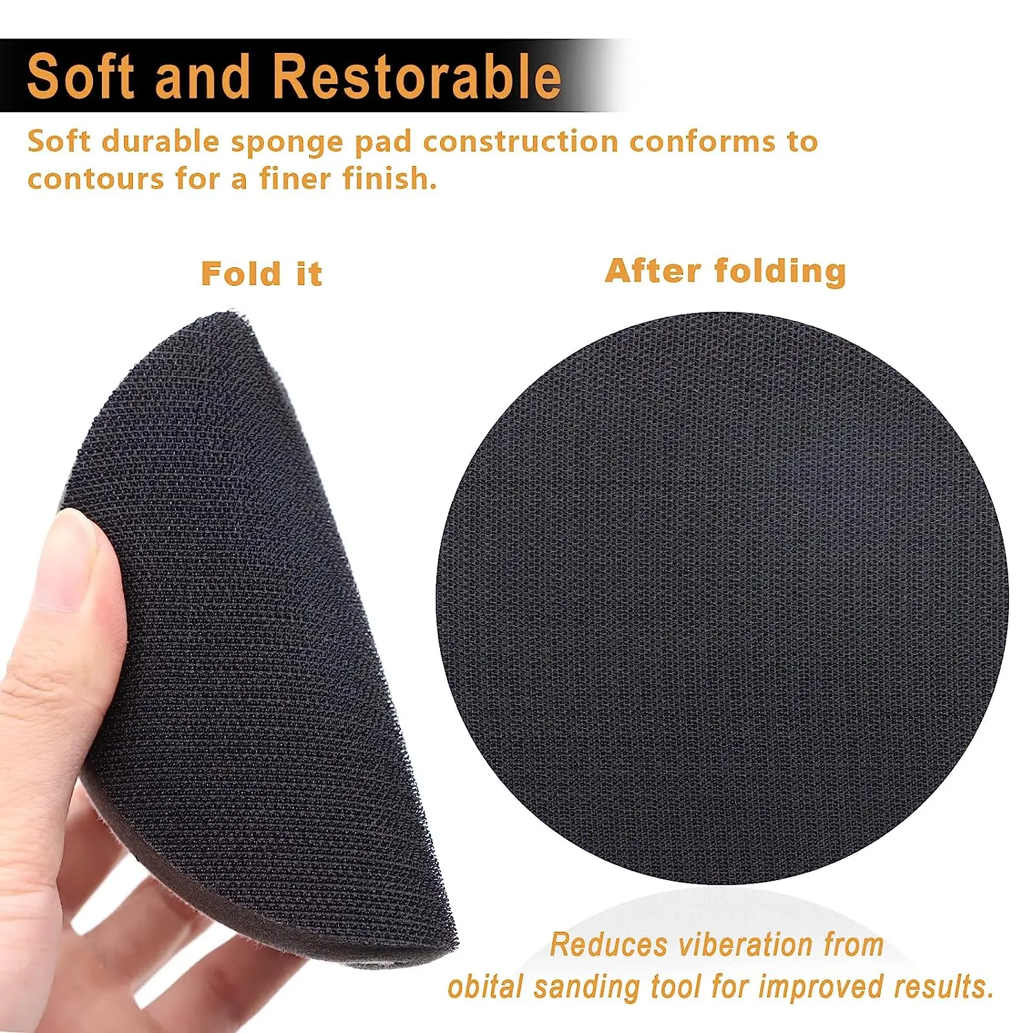 3piece 5 Inch Interface Pads Hook and Loop Soft Density Sponge Cushion Foam Pads 125mm for Orbital Sander Automotive Woodworking orbital sander pads