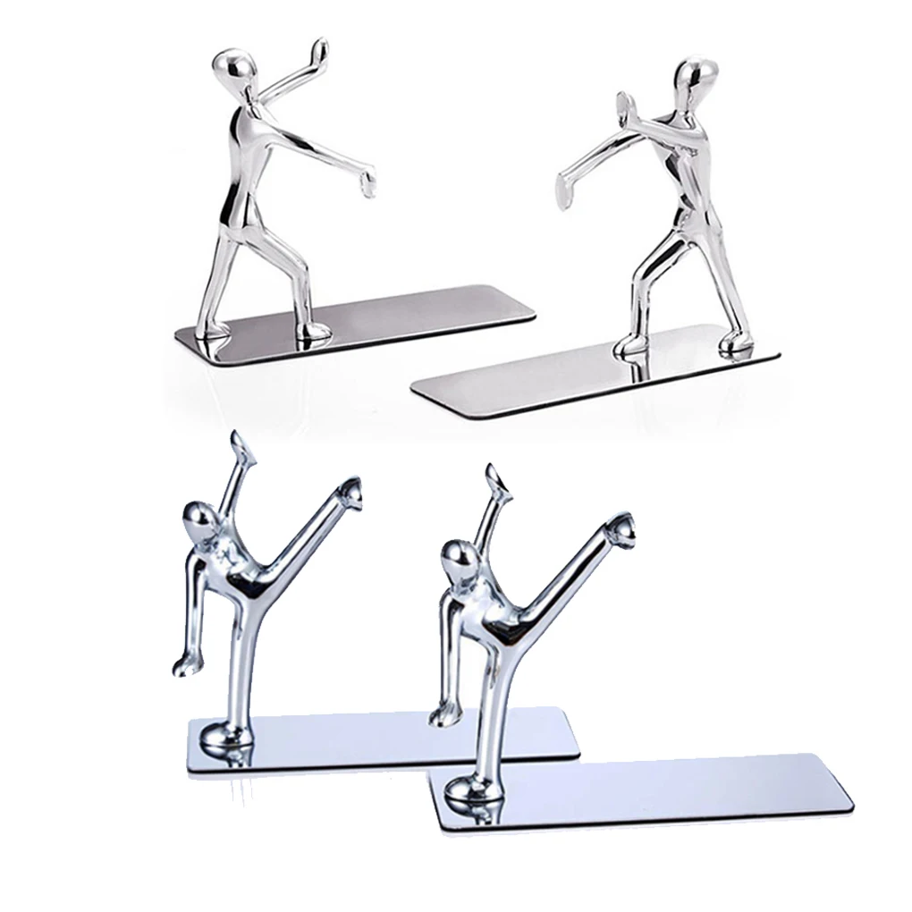 

1 Pair Bookend Stainless Steel Book End Stand Magazines Stopper Anti-skid