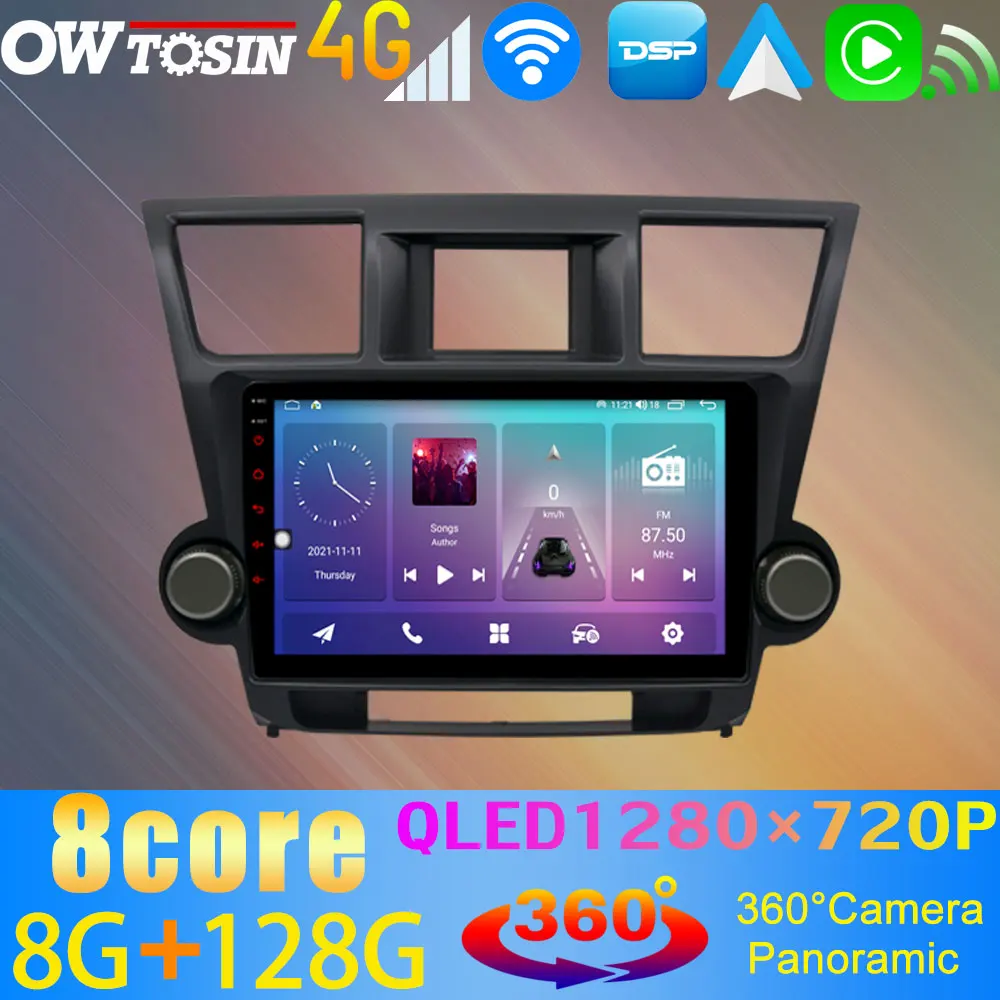Owtosin 8Core 8G + 128G Android 10 Автомобильный мультимедийный для Toyota Highlander Kluger 2 XU40 2007-2013