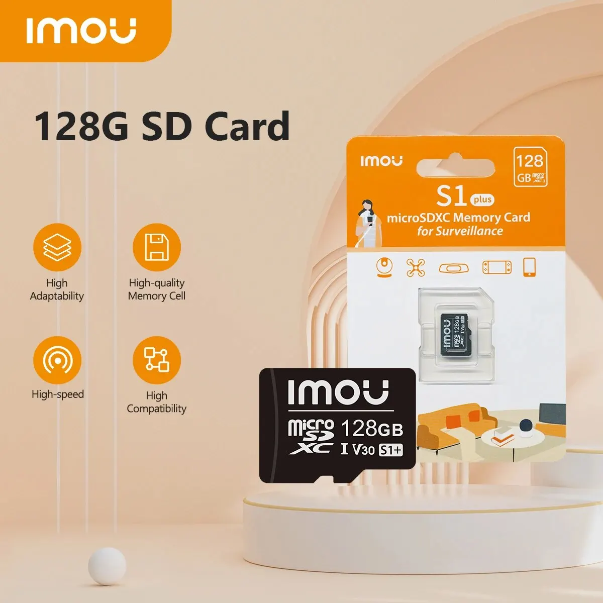 IMOU SD Card,High-speed,32G 64G 128G 256G,High Adaptability,High Compatibility,Exclusive MicroSDXC Card,For Surveillance