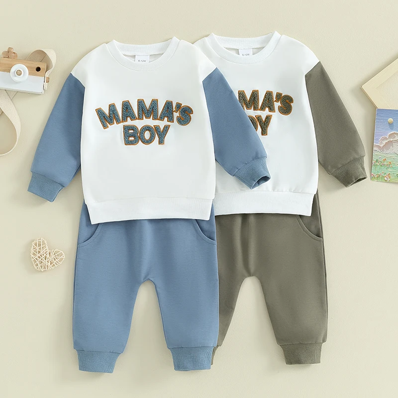 

Toddler Baby Clothing Infant Cotton Baby Boy Fuzzy Letter Sweatshirt+Pants 2pcs Set Outfit Kids Costume Clothes