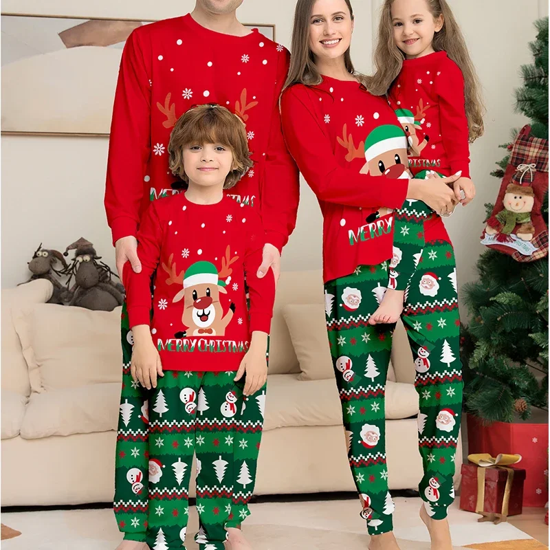 Christmas Pajamas Family Matching Outfits Mom Dad Kids 2 Piece Baby Romper  Soft Sleepwear Xmas Family Look 2023 New Year Clothes