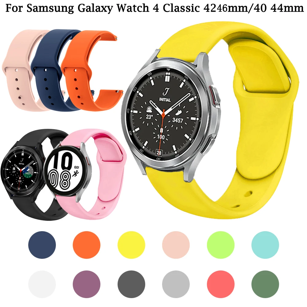 

Ремешок силиконовый для смарт-часов Samsung Galaxy Watch 4 40 44 мм, браслет для Galaxy Watch 4 classic 42 46 мм, 20 мм