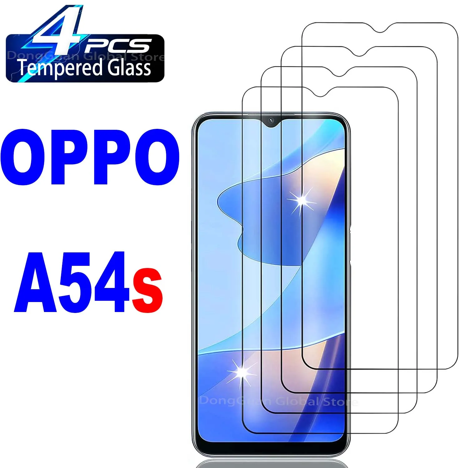 2/4Pcs 0.2mm Tempered Glass For OPPO A54s Screen Protector Glass Film