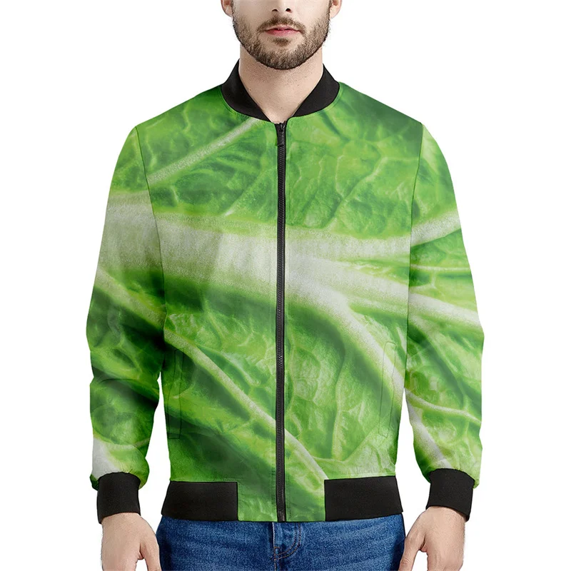 

Cabbage Leaf 3d Printed Zipper Jackets Men Women Spring Autumn Sweatshirt Casual Loose Coat Long Sleeve Zip Up Bomber Jacket