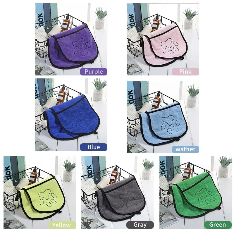 1PC Quick-drying Microfiber Pet Bathing Gloves Dog Bathrobe Dog Hot Selling Pet Bath Towels for Cats and Dogs Absorbent Towels
