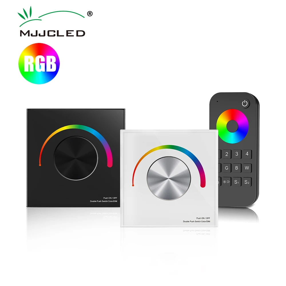 DC12-24V Wall Mounted RGB LED Controller 4A 3CH Rotary Touch Glass Panel 2.4G RF Remote Control for RGB Strip Lights T3-K 2 key remote control and 1ch controller for water pump dc12 80v