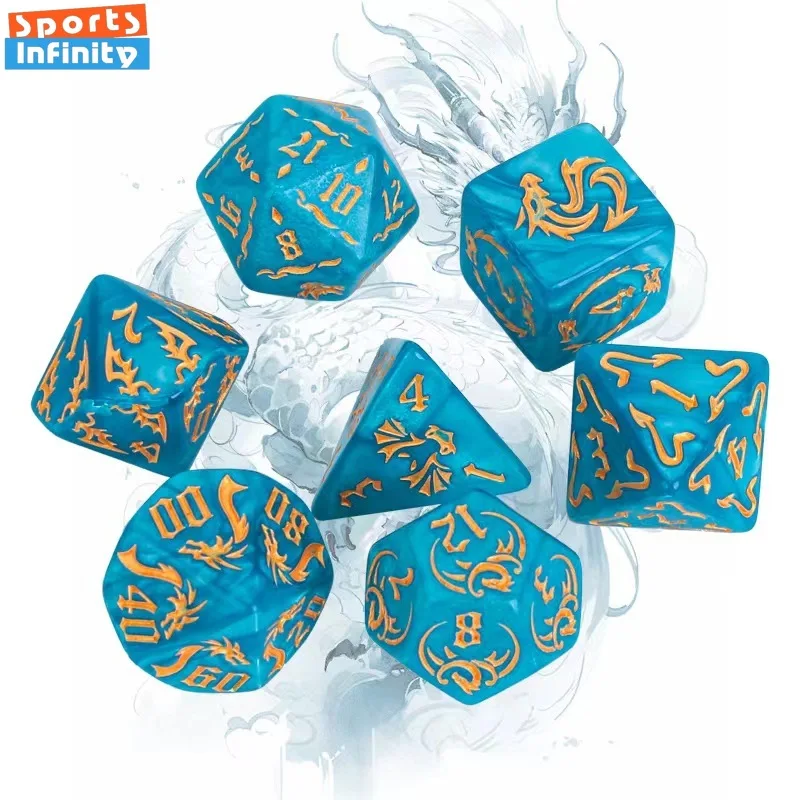 7pcs set Dragon Element Polyhedral Dice Set Number Dice Kit for Dnd COC Cthulhu TRPG Running Team Table Game Dnd Set game dice dice set