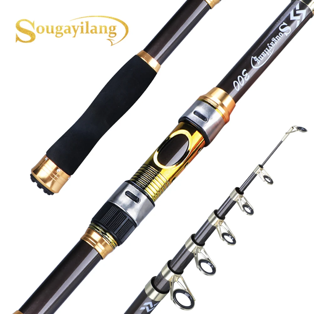 Sougayilang 1.8M Telescopic Spinning Fishing Rods Feeder Carp Fishing Rod  Hard Glass Fiber Rock Ultralight Weight Fishing Pole