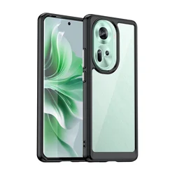 Vibrant Transparent TPU Protective Case with Shockproof Clear Frame for OPPO Reno 12 5G (Black)