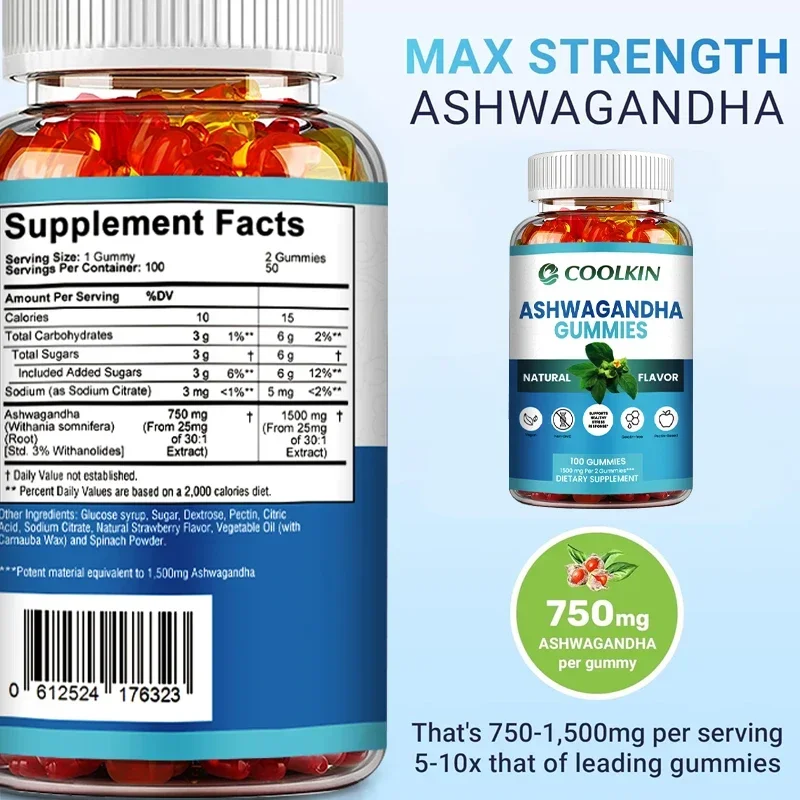 Ashwagandha Gummies Relieve Fatigue Stress Anxiety Improve Mood and Sleep Quality