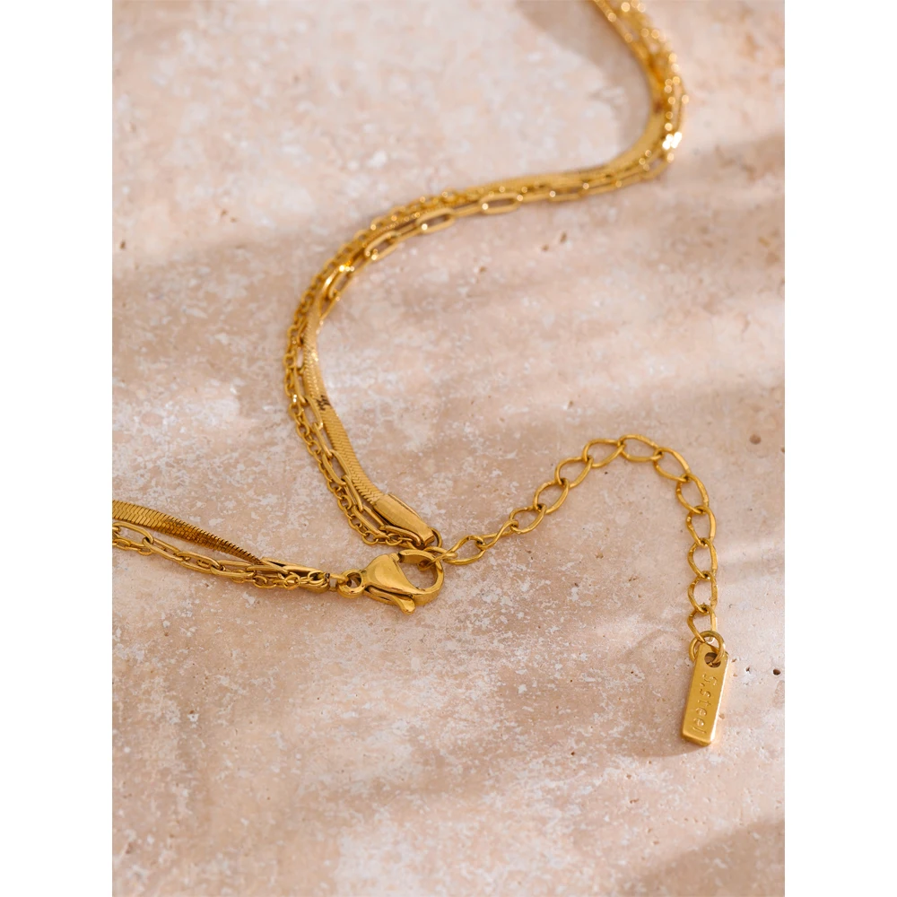 Yhpup Stainless Steel Layered Necklace