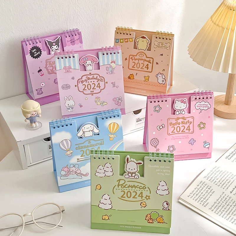 

2024 Sanrioed календарь 3d Hello Kittys My Melodys Kuromis Cinnamorolls анимация Настольный календарь дисплей Творческий план обучения