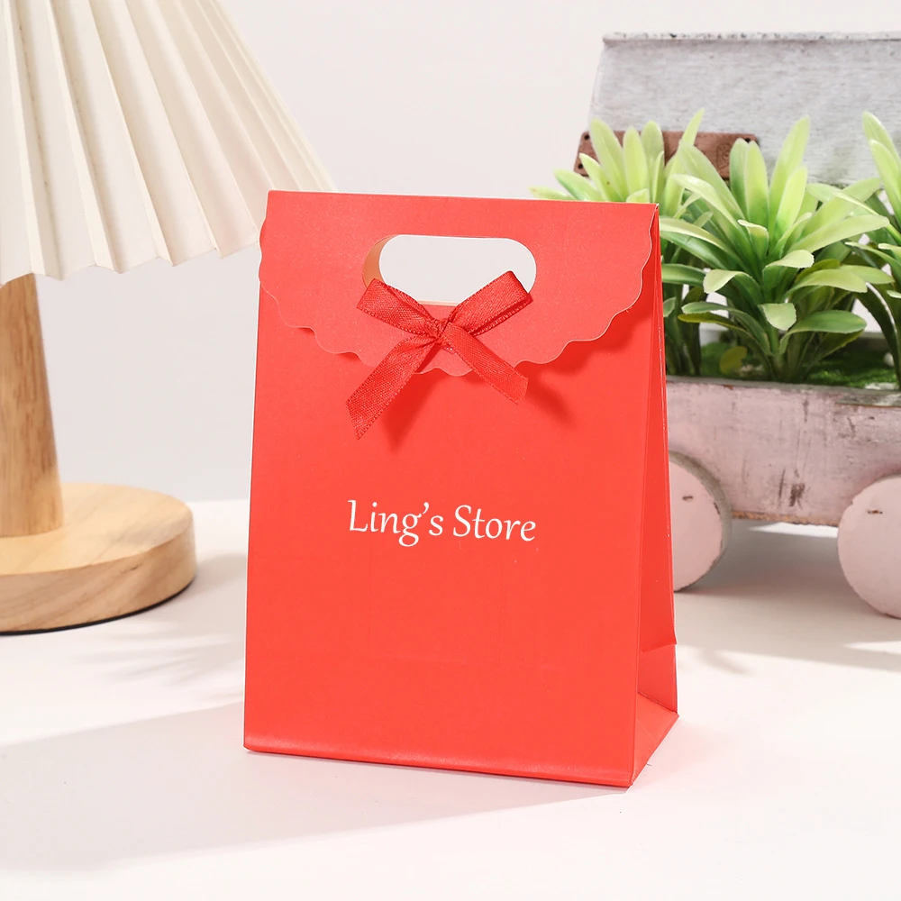 50 Stück personalisierte Logo-Schmuck-Papiertüten mit Griff, Geschenkverpackung, Einkaufstaschen, Geburtstags-, Parfüm-, Keks-, Obst-, Kuchen- und tragbare Boxen – Detail 4