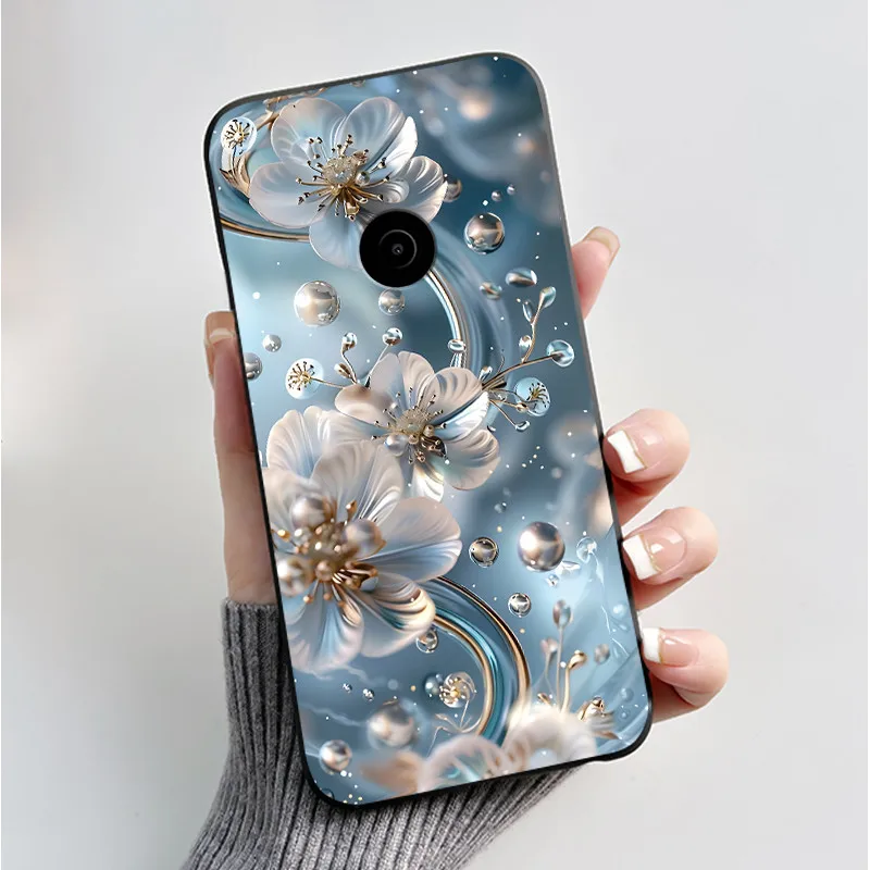 Cute Flower Cartoon Soft Silicone Phone Case – Black Printed Shell Cover