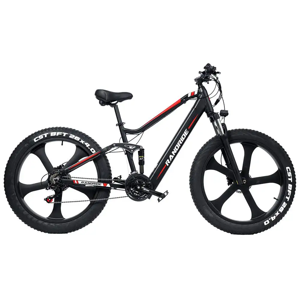 RANDRIDE YX90M Integrated 26Inch Fat Wheels Cruiser Electric Bike Mountain 21 speed Hydraulic oil brake Adult Electric Bicycle