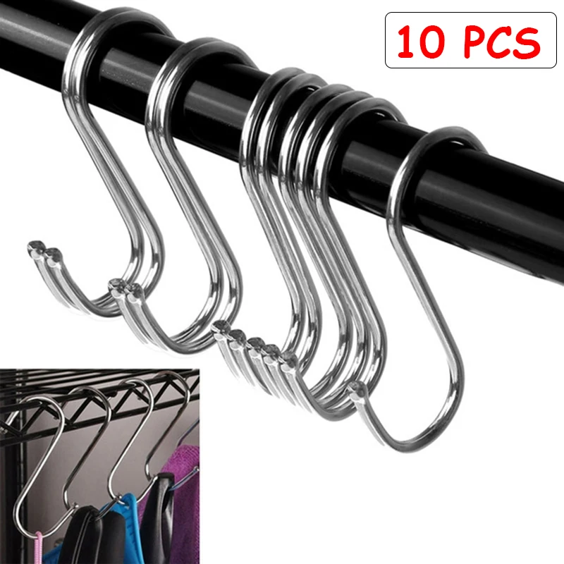 10/5pcsStainlessSteelS-ShapeHookMulti-functionKitchenBedroomRailingSHangingStorageHookforHomeOrganizerTools-AliExpress