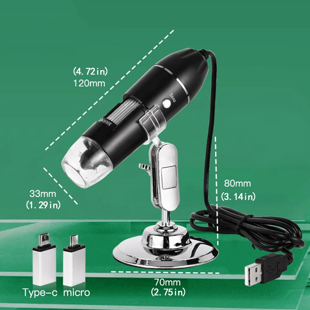 Digital Microscope Camera 1600X 3in1 Type-C USB Portable Electronic Microscope For Soldering LED Magnifier For Cell Phone Repair 2