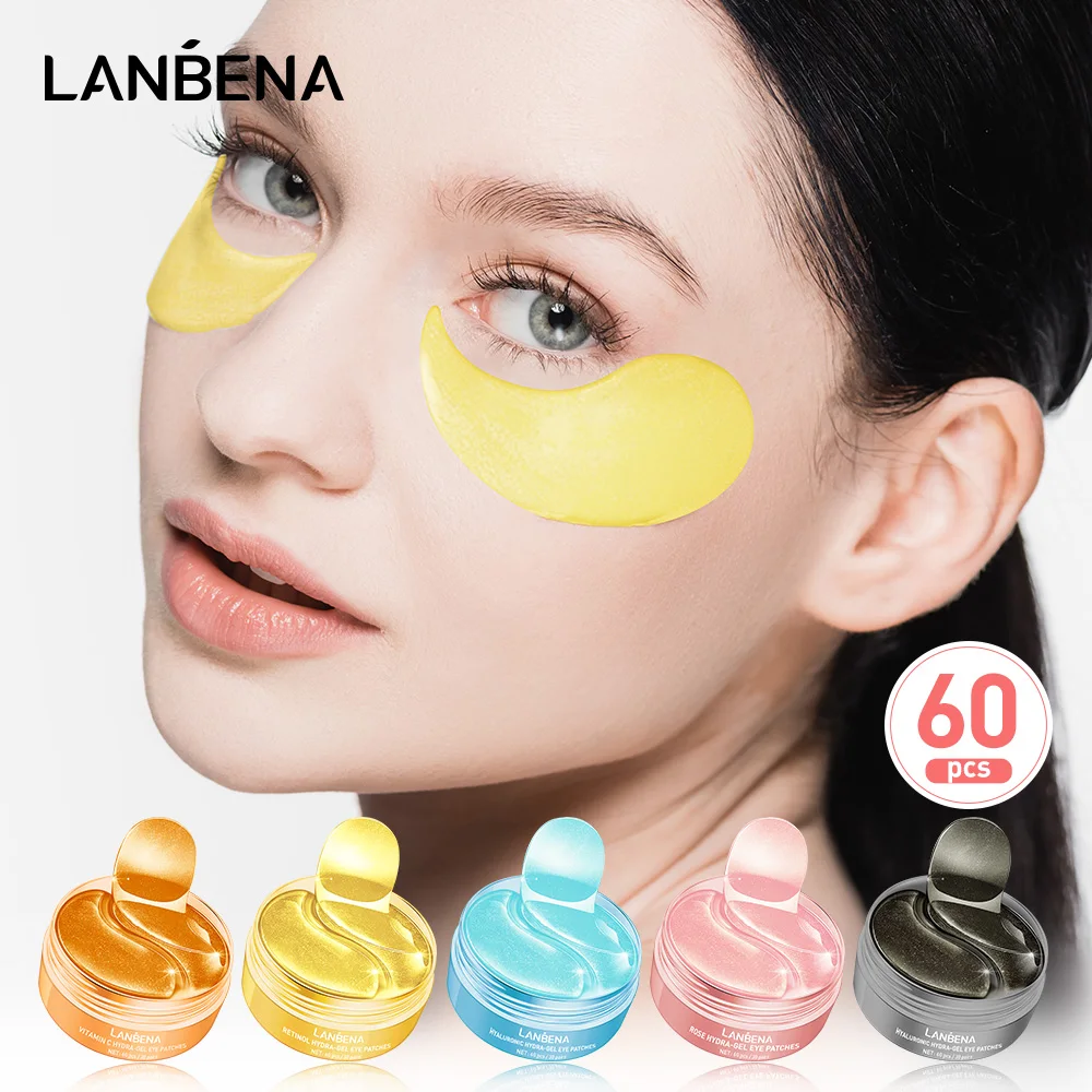 LANBENA 60 Patches Collagen Eye Patch Moisturizing Anti-aging Dark Circle Facial Mask ​Vitamin C Hyaluronic Retinol Eye Mask