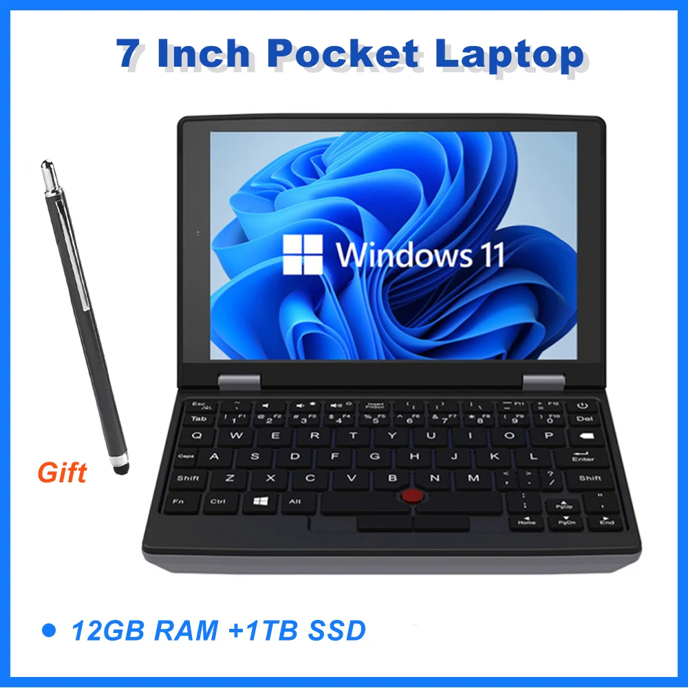 thumbnail image 1 of Mini ordenador portátil de 7 pulgadas N4000 Notebook Pantalla táctil IPS Netbook Win 11 Pro Mini PC Micro ordenador Bluetooth 4,2 8G 1TB, 1 of 4