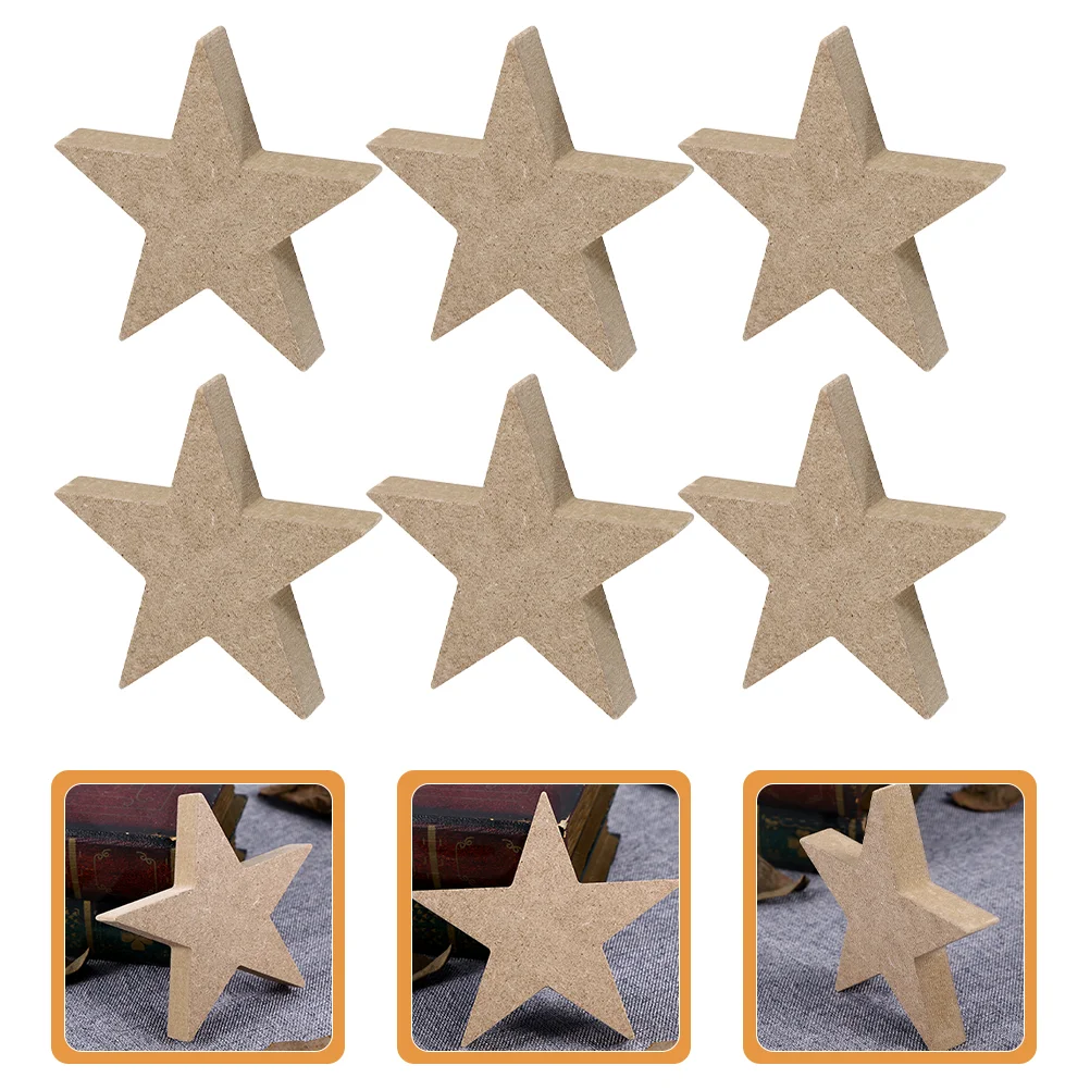 

6 Pcs Wooden Star Ornament Christmas Tiered Tray Decor Unfinished Stars for Crafts Decorations