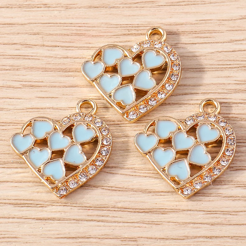 10 Stück 18 x 20 mm niedliche Kristall-Liebesherz-Anhänger für die Herstellung von Ohrringen, Halsketten, Armbändern, DIY-Handwerk, Schmuckzubehör – Detail 4