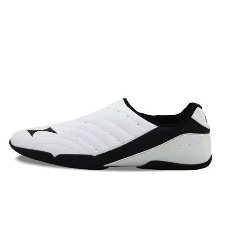Professional Big Kids Taekwondo Shoes White Leather Men's Taiji Shoes Women's Soft Bottom Morning Training Martial Arts