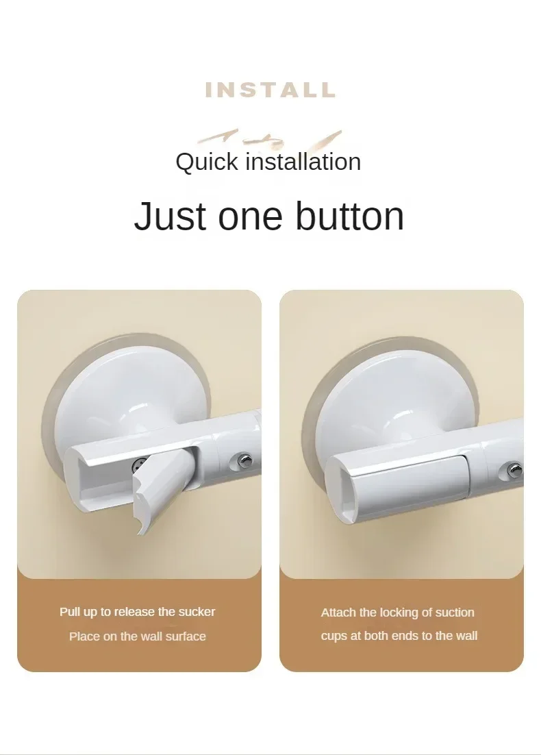 Description Picture 6 of item1PC Safety Helping Handle Anti Slip Support Toilet Bathroom Safe Grab Bar Vacuum Sucker Handrail Household Suction Cup Bath Rail