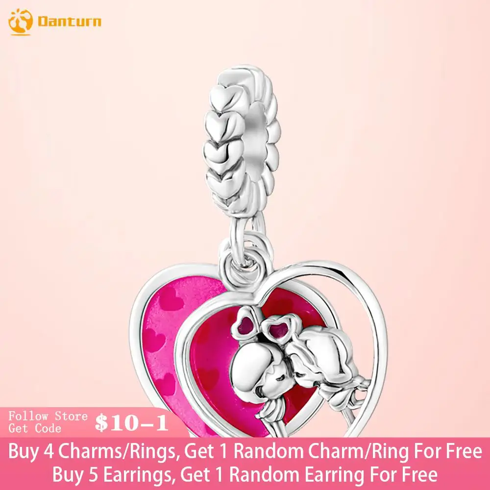 

Danturn 925 Sterling Silver Beads Love Kiss Dangle Charm fit Original Pandora Bracelets Fashion Women Jewelry