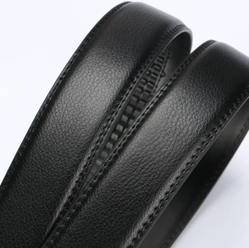 3.5cm Men's Automatic Buckle Leather Belt Business Casual Suit Pants No Buckle
