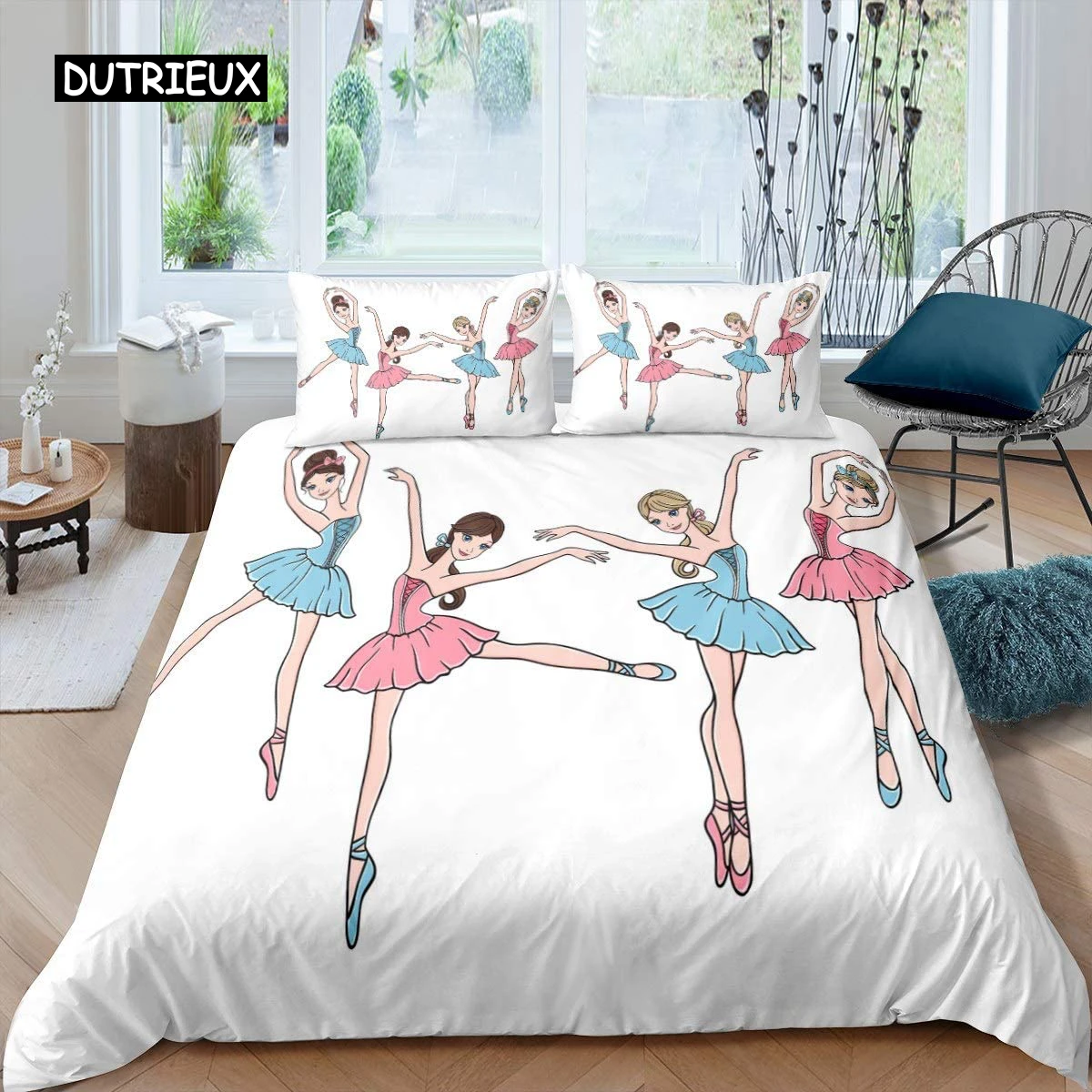 

Ballet Dancer Duvet Cover Set Cartoon Dancer Girly Bedding Set Beauty Ballet Quilt Cover Twin Queen King Microfiber Bedclothes