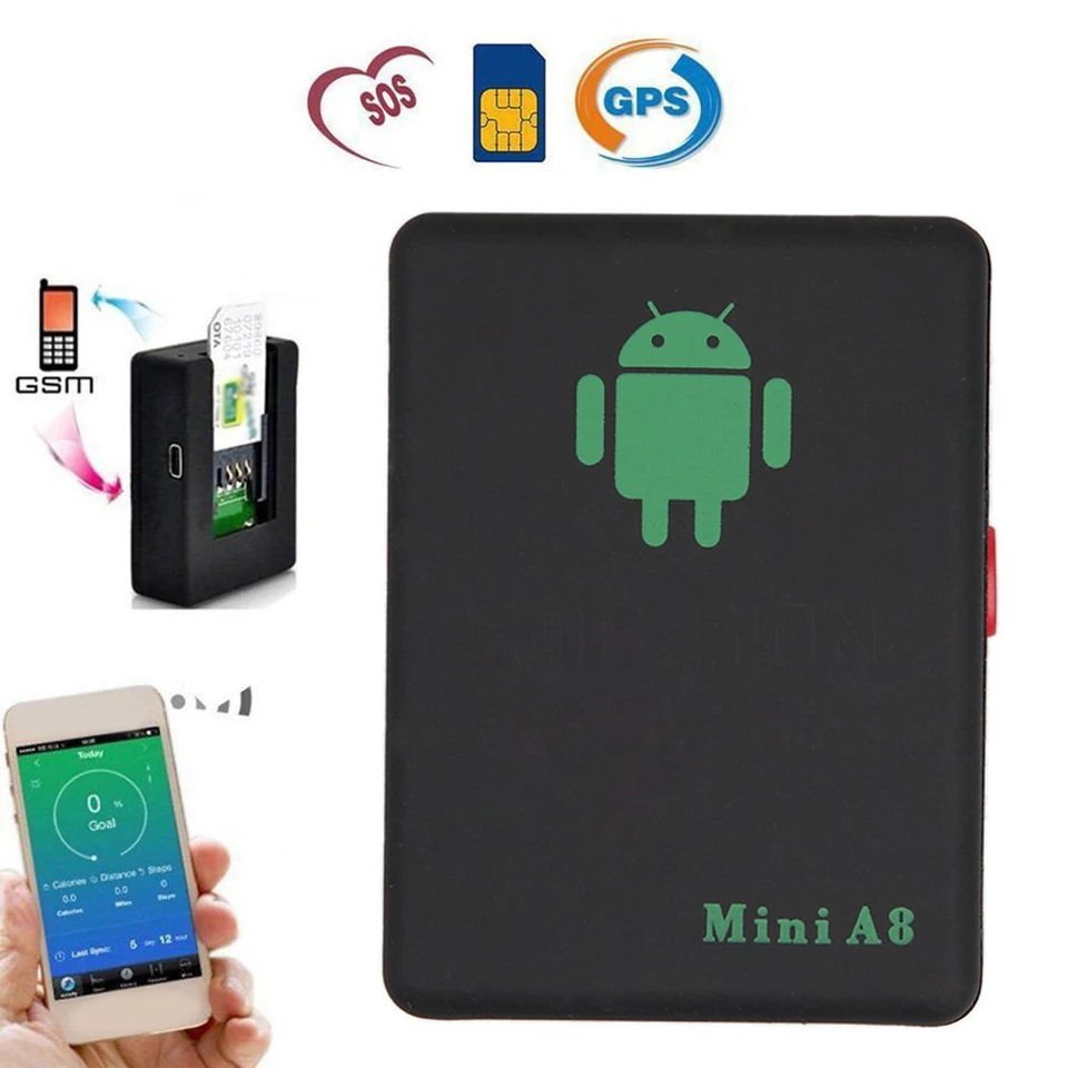 GPS Tracker Real Time Car Kids Pet GSM/GPRS/LBS Tracking with SOS Button USB Cable Mini A8 No