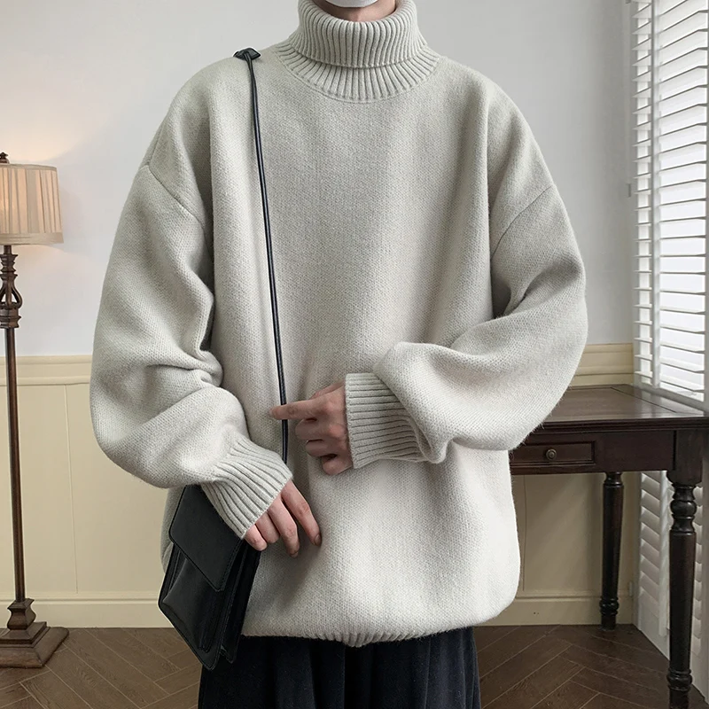 2024 Autumn Winter Men Turtleneck Sweaters Mens Oversized Warm Sweater Women Knitted Jumpers Vintage Pullovers Mens Clothing 4